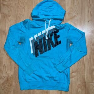 Nike Women's Blue Hoodie with Bold Logo
